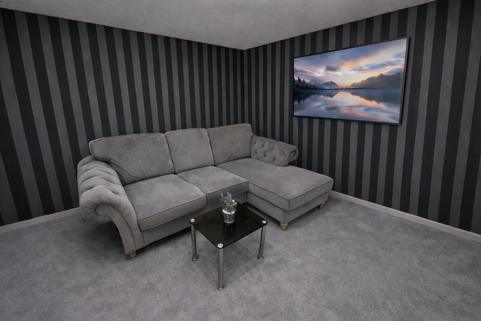 NEXT Grey Velvet Corner Sofa