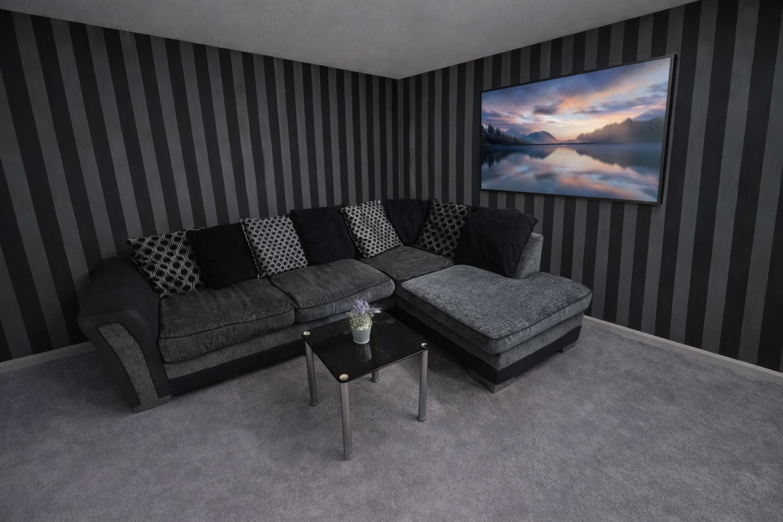 DFS Grey/blk Corner Sofa with Chaise