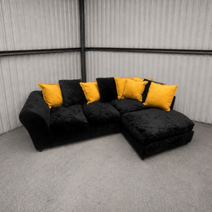 Black Crushed Velvet Corner Sofa