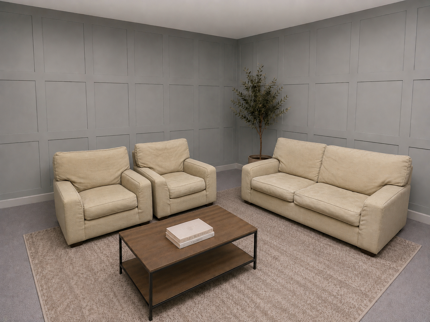 M&S Beige 2/1/1 Seater Sofa Set
