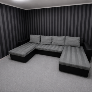 Large Grey/black U Shaped Sofa with Sofa Bed