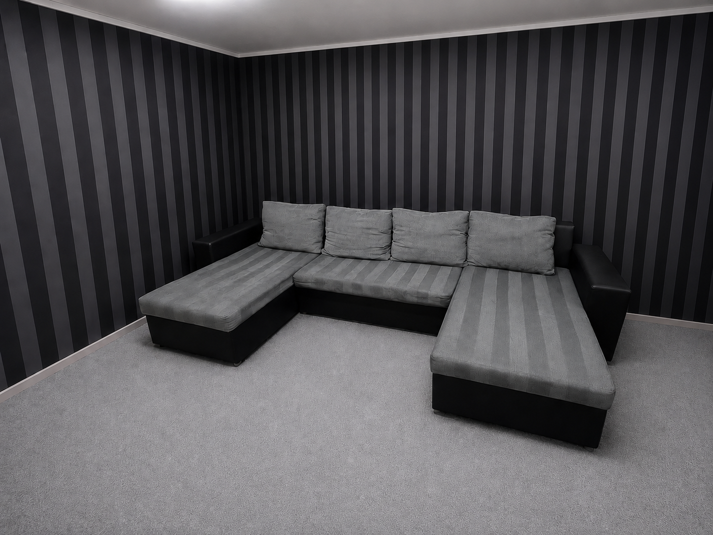 Large Grey/black U Shaped Sofa with Sofa Bed