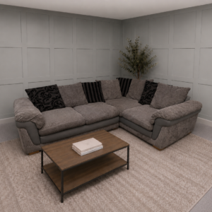 Large DFS Grey Cord Corner Sofa