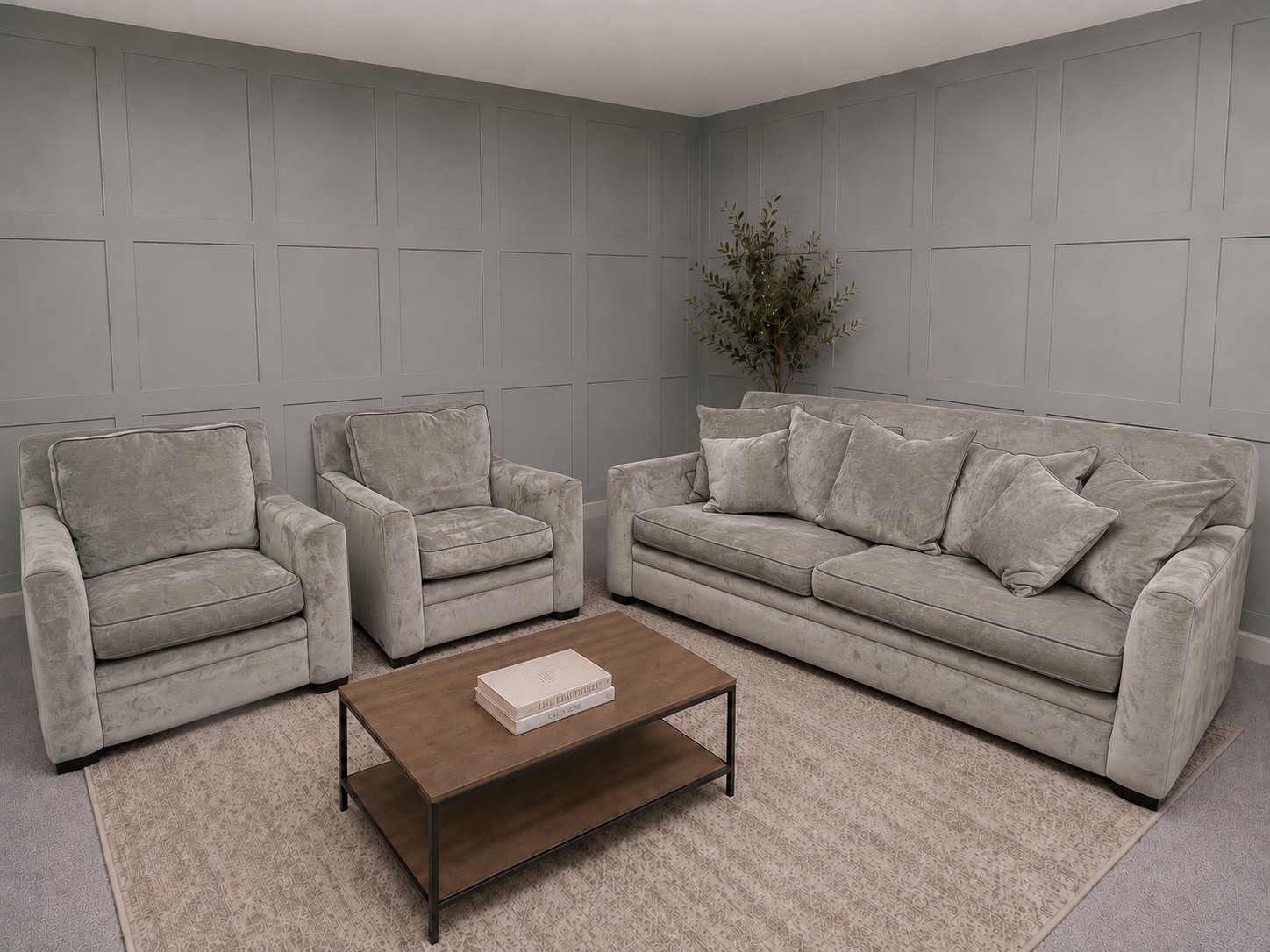 Duresta 3/1/1 Grey Sofa Set