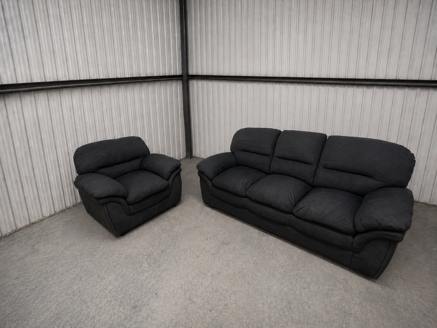 Dark Grey 3 Seater Sofa with Matching Armchair