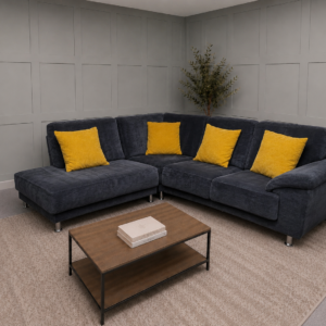 Grey/blue Corner Sofa with Chaise